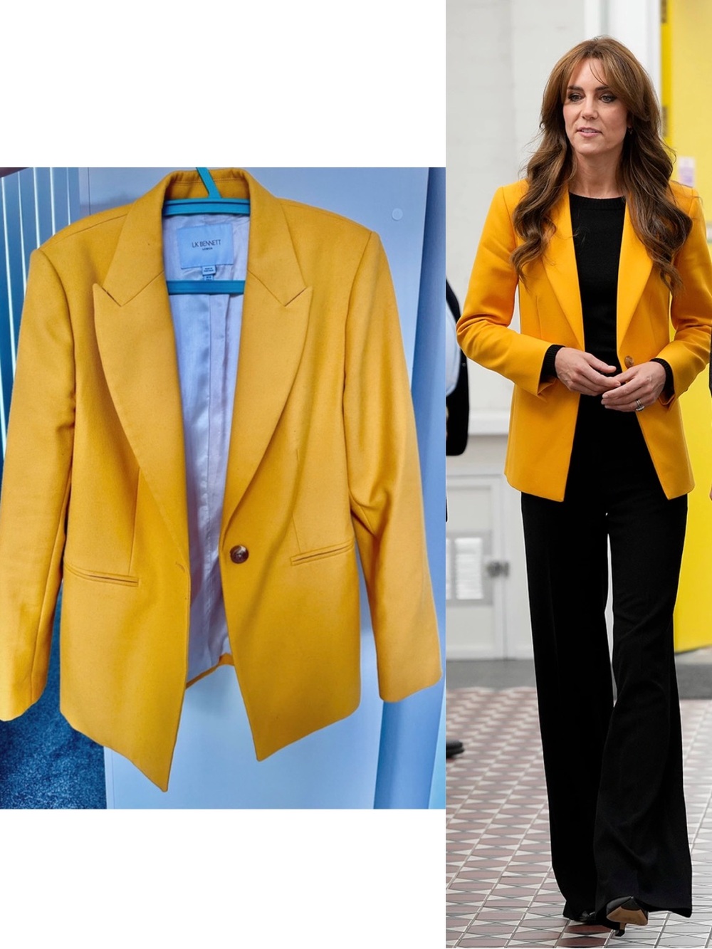 L.K. Bennett 'Mya' Tailored Blazer in Yellow - ASO Kate Middleton - UK10/US6